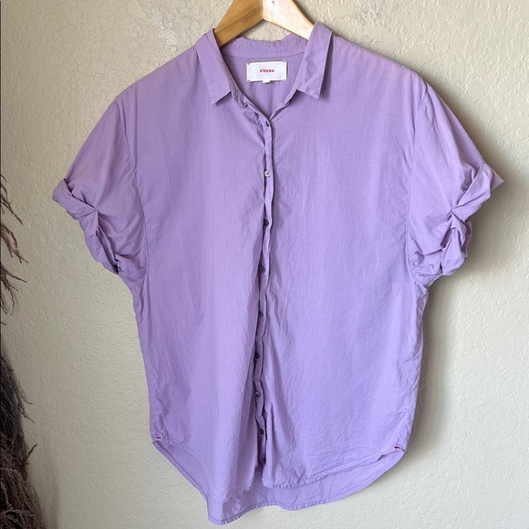 Xirena light purple Channing ruched rolled sleeve blouse - Picture 2 of 12